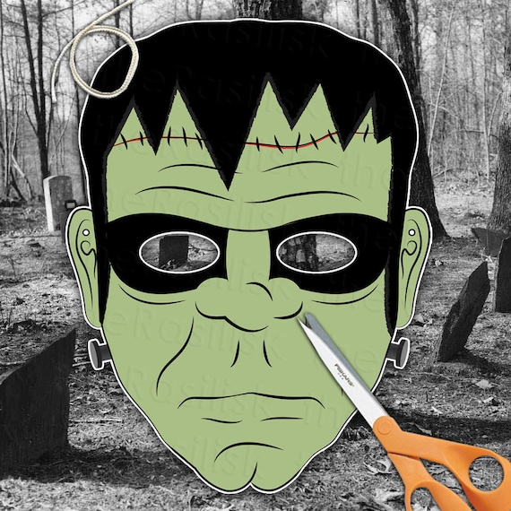 Frankenstein Halloween Mask  Printable PDF by theRasilisk on Etsy from etsy.com