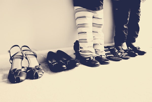 A Day in Mom's Shoes - 20x30 Fine Art Photography Print - Black and White Kids Children Nursery Home Decor Photo