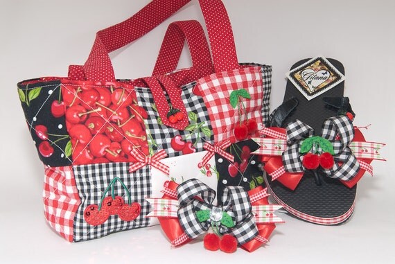 Cherry Quilted purse Set