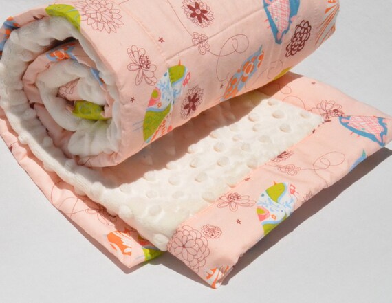Build a Boco Quilt - Stroller Size Quilted Baby Blanket with Minky- You choose fabric and minky color