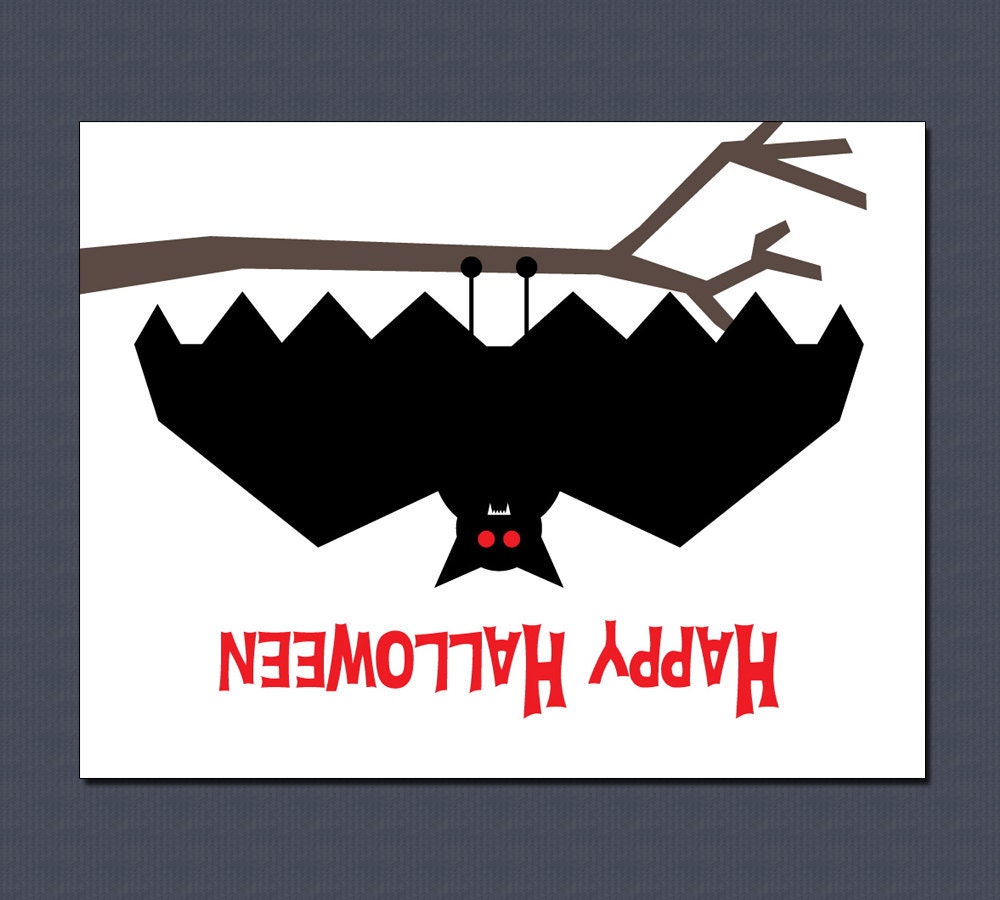 Batty for You - Upside Down Vampire Bat Halloween Card on 100% Recycled Paper