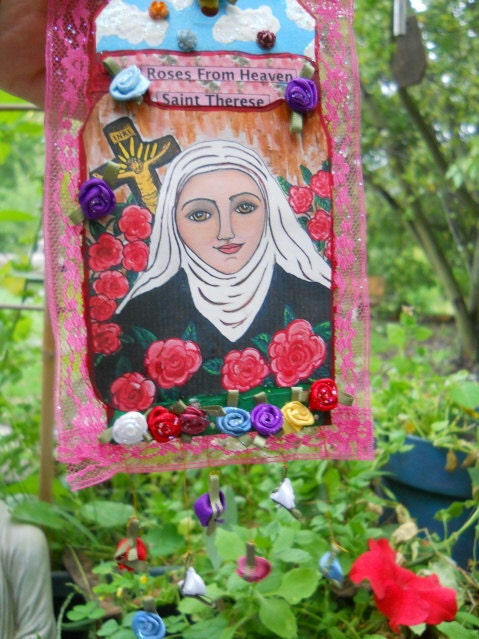Saint Therese Theresa Roses From Heaven Original Art Tag Free Shipping US and Canada