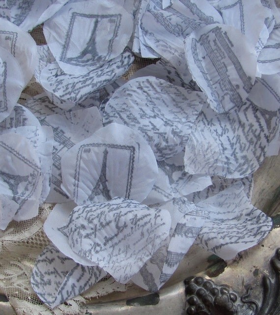 Hand Stamped Flower Petals Paris  Eiffel Tower  by My Broken Art on Etsy