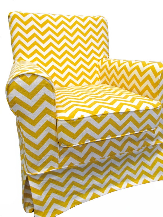 IKEA Jennylund Custom Slipcover in Yellow Chevron