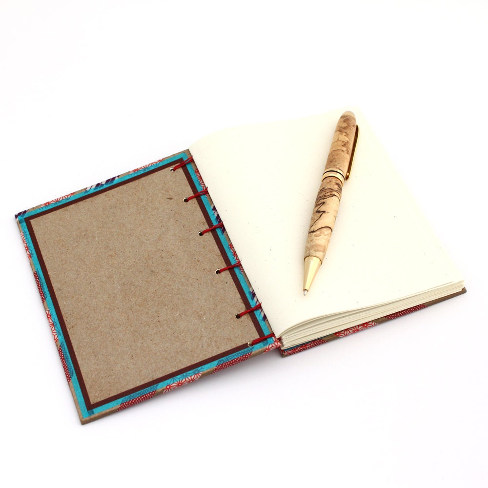 Washi Tape Journal - Handmade Red Striped Blank Book