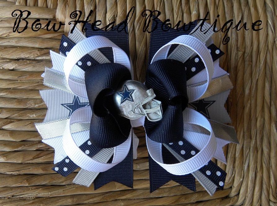 My Heart Belongs to the Cowboys - Dallas Cowboys Applique Boutique Shirt or Onesie and Matching Hair Bow set for Girls
