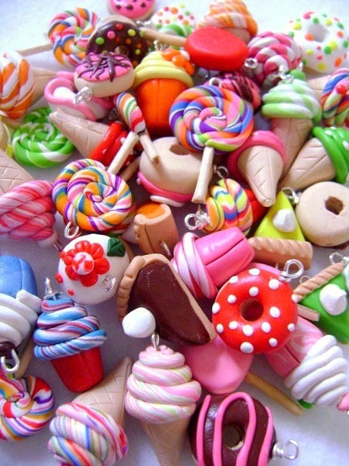 Assorted Polymer Clay Charms Set of 10 From Emariecreations