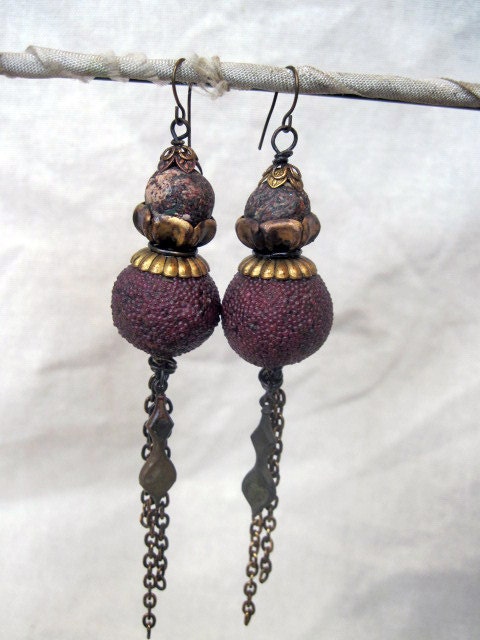 All Creatures are Immortal. Vintage Tribal Shoulder Duster Earrings.