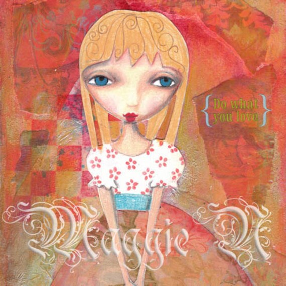 Girl in Party Dress - Mixed Media Original - Do What You Love
