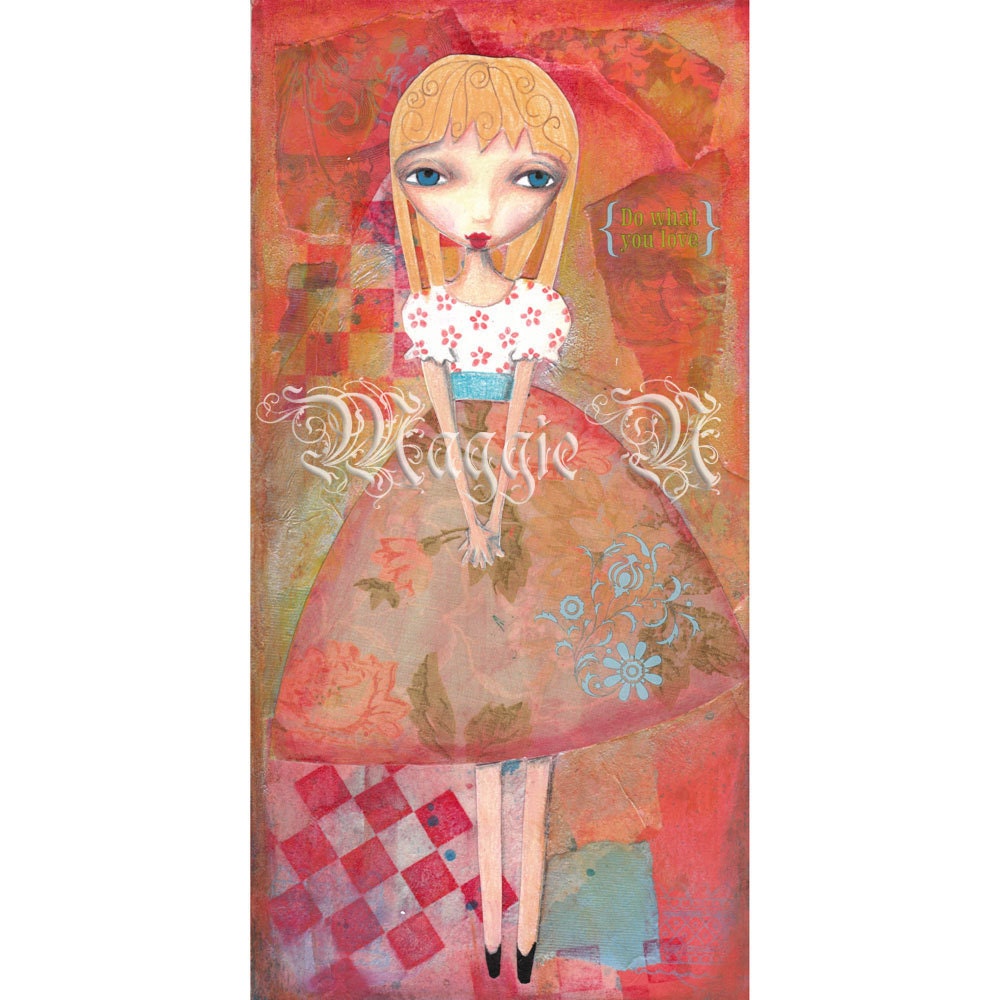 Girl in Party Dress - Mixed Media Original - Do What You Love