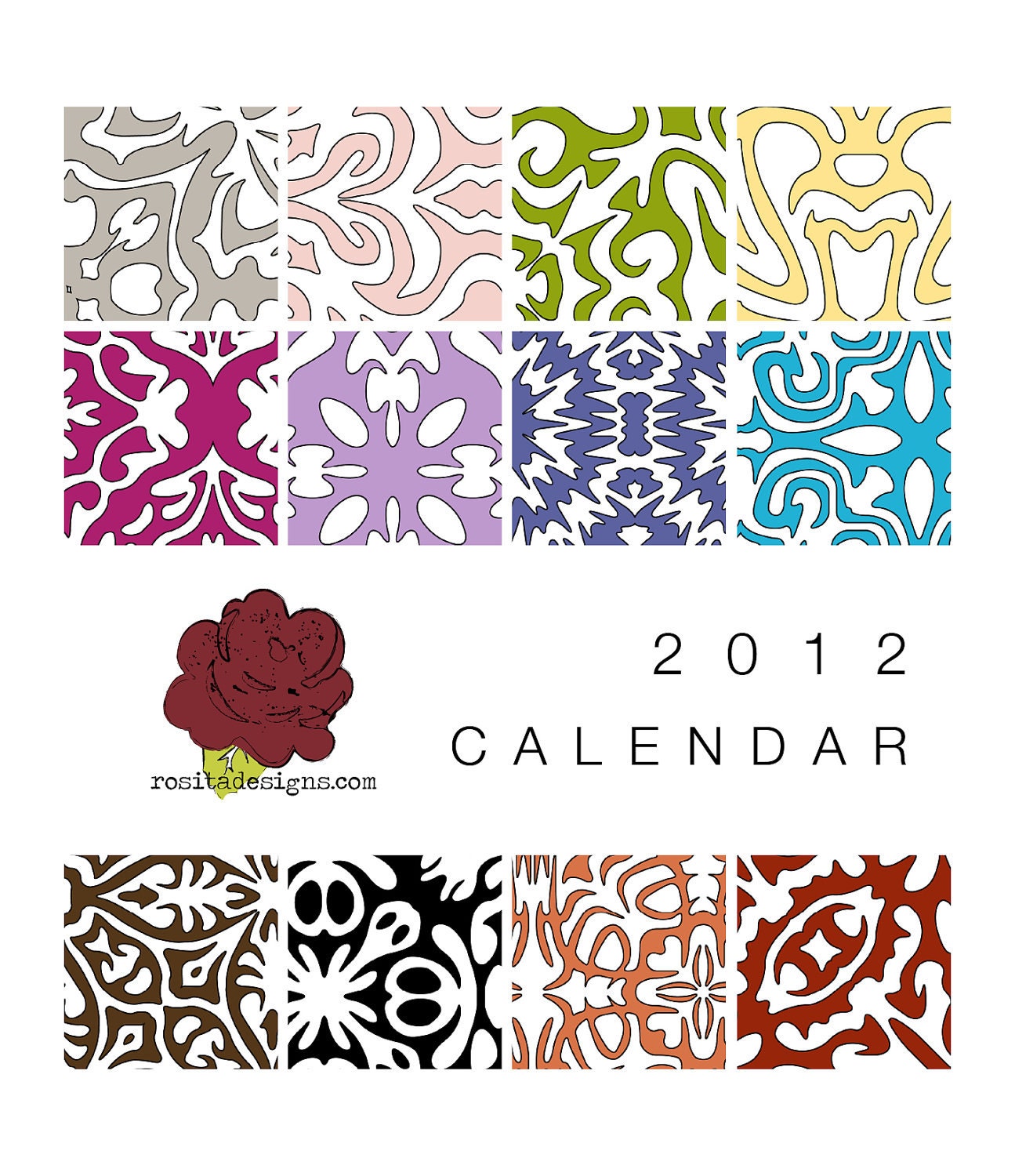2012 desktop CD calendar - colorful modern graphic - rosita designs