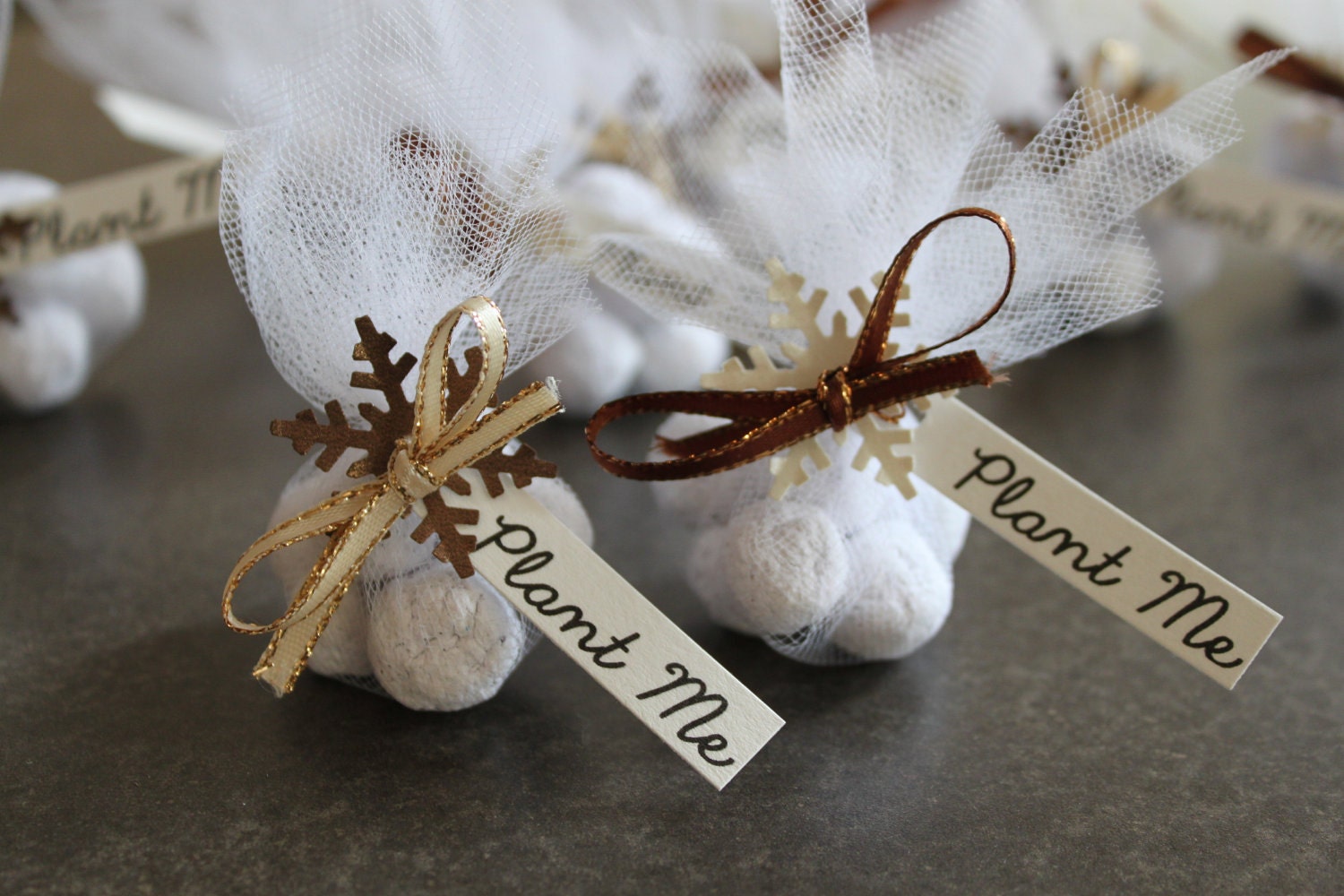 Seed Bomb Winter Wedding Favors Copper and Cream