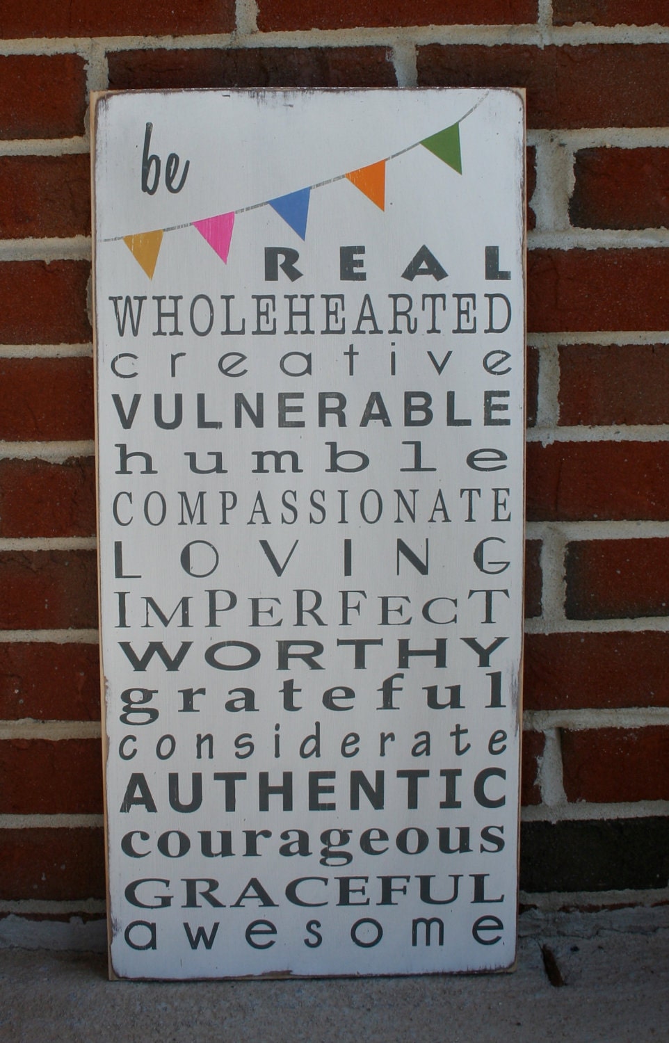 Be Wholehearted with Bunting Typography Word Art Sign - Motivational