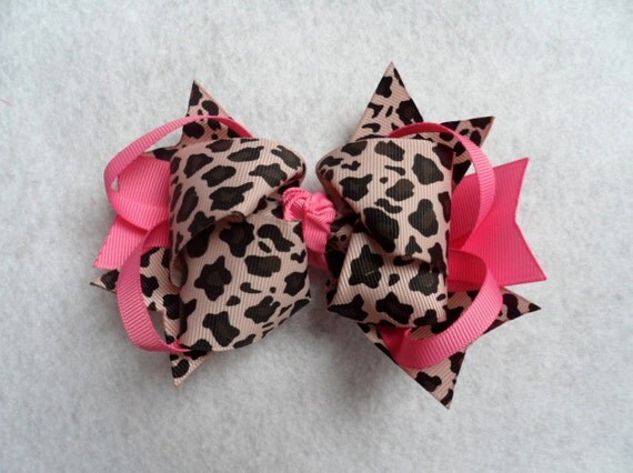 Boutique Loopy Bow - Cheetah and Pink