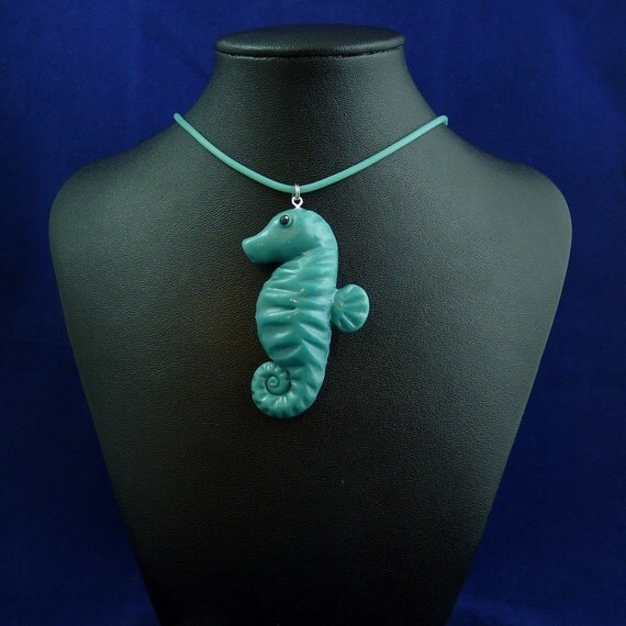 Tropical Seahorse Necklace - Handmade Polymer Clay Jewelry