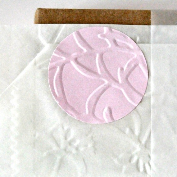 30 Embossed Pastel Pink Stickers