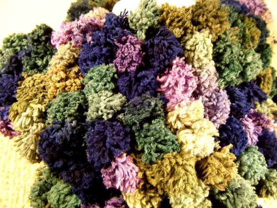 Knit Multicolor Scarf, Green Blue Purple Hand Knit Winter Scarf