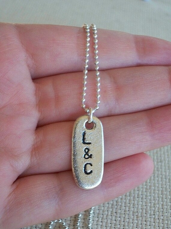 Personalized Hand-Stamped Couple's Initial- Silver