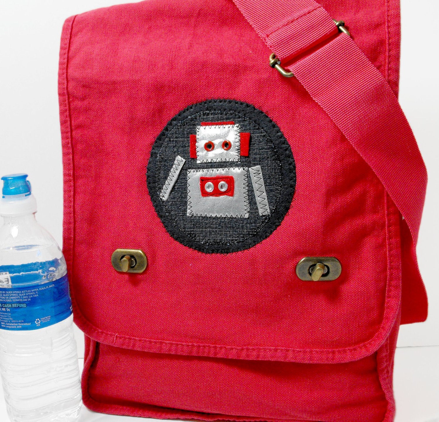 Cheery Robot - Messenger Bag - Field Style for School, College, Vacation, Book, Laptop