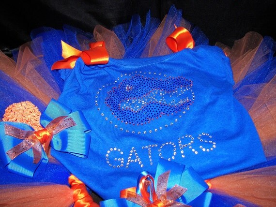 Gators Custom Made Bling Tutu Set--Show your spirit in this adorable set--