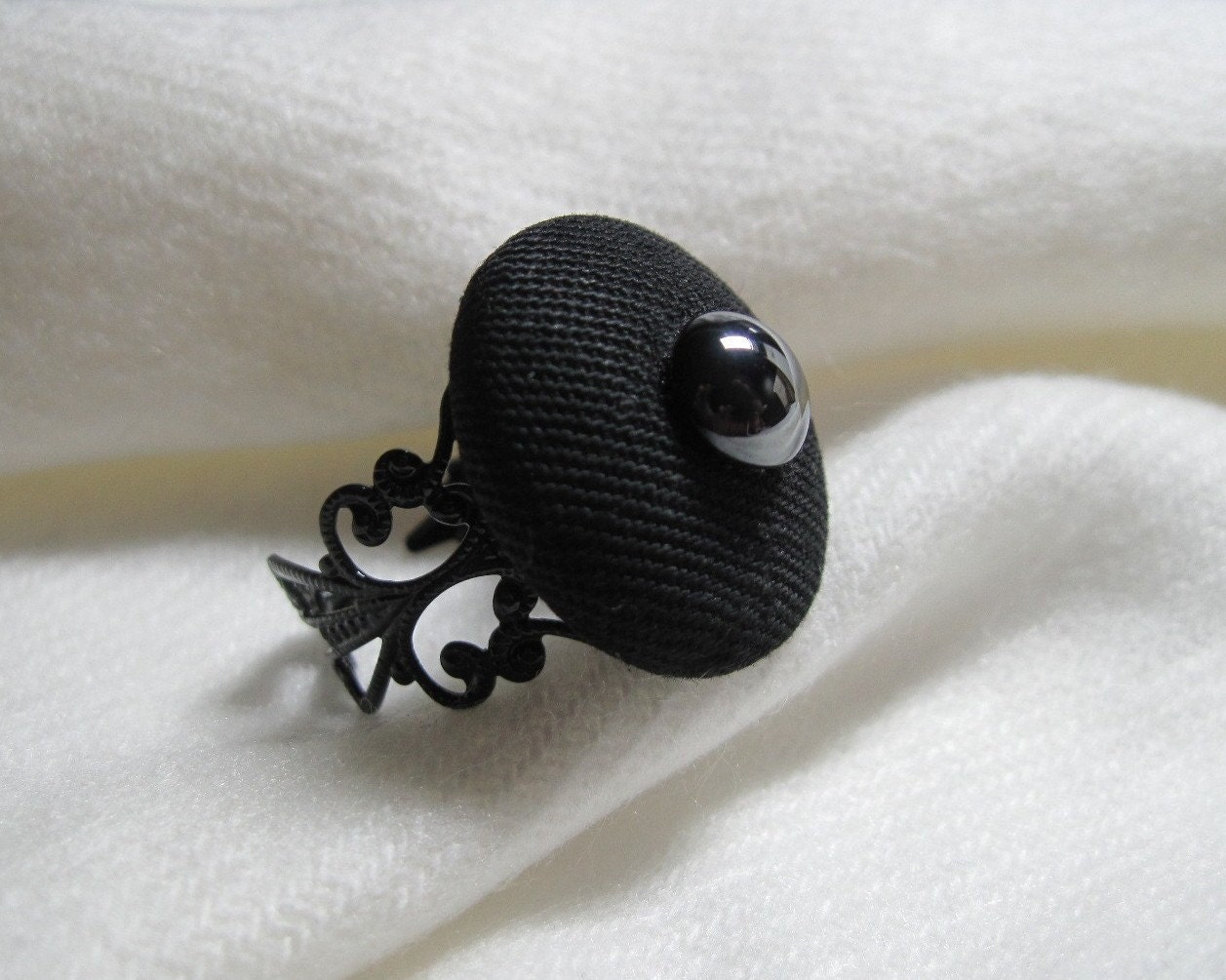 Vintage Button Ring, Adjustable Band, Winter Collection, Gift For Her