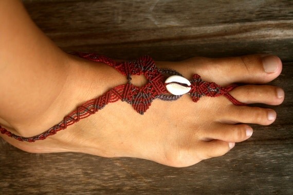 Caribbean Shell Macrame Barefoot Sandal