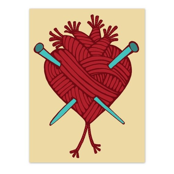 Heart Knitting Needles from Block Party Prints