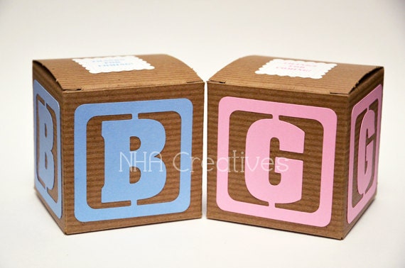 Baby Block Baby Shower Favor Box - 3x3x3" Kraft Gift Box - set of 12