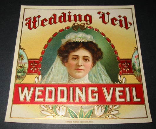 1900s Antique Wedding Veil Victorian Bride Gift Embossed Collectible Label