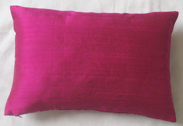 Dark Fuchsia Pink oblong silk cushion cover 12X18 inch decorative throw pillow