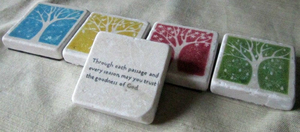 Four Seasons Tile Magnets, Set of 5, Ready to Ship