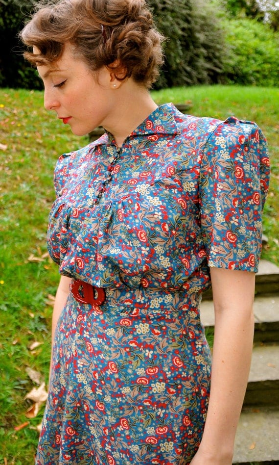 Elise- Wartime inspired late 1930s printed cotton dress