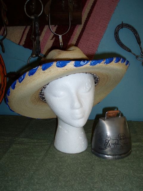 Western Hat, "Dirty" Gus Style Customized Blue and Black