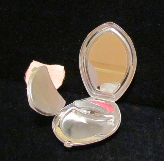 Art Deco Elgin American Compact, Silver & Red Enamel, GREAT CONDITION