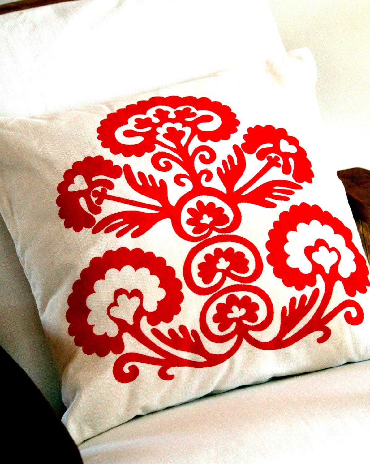 Tribal - Red on White - Scatter Cushion 50x50cm