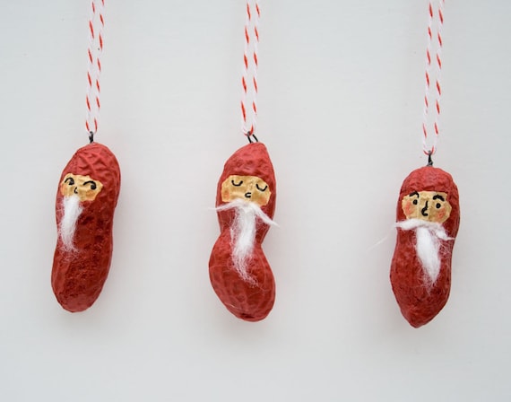 Mini ornamentos de Navidad de Santa - caprichosa cacahuetes pintados