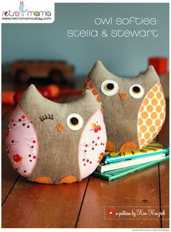 Stella and Stewart Owl Softies PDF Sewing Pattern