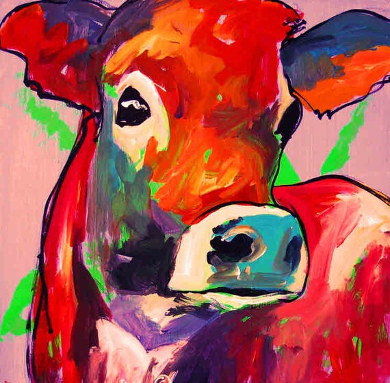 a good cow  acrylic painting 18x18