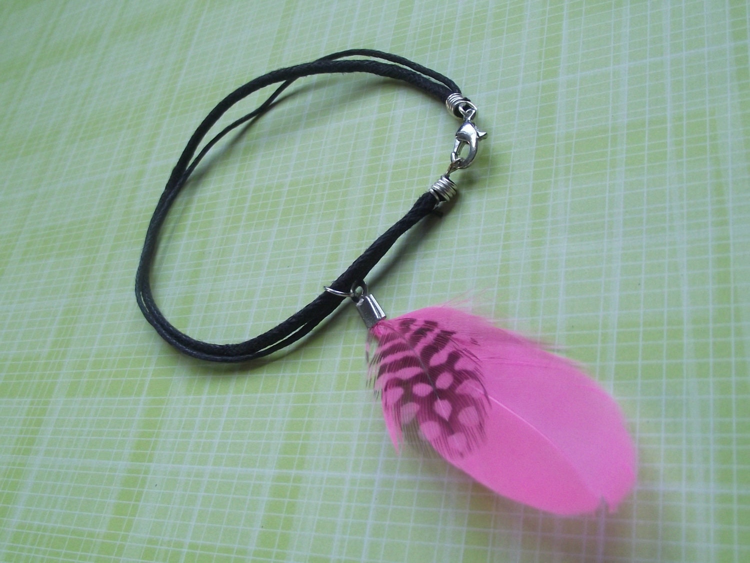 Breast Cancer Awareness Month Pink Feather Bracelet