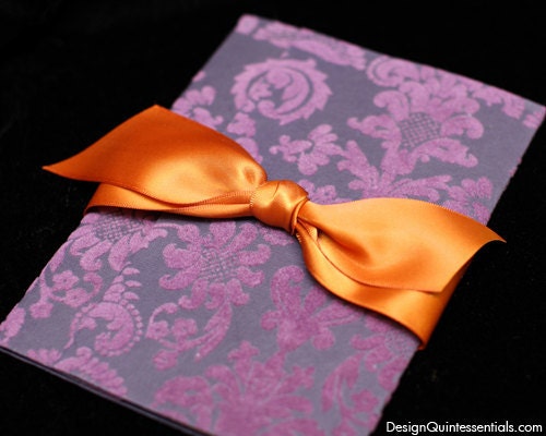 Damask Pattern Paper Wedding Invitation From designquintessential
