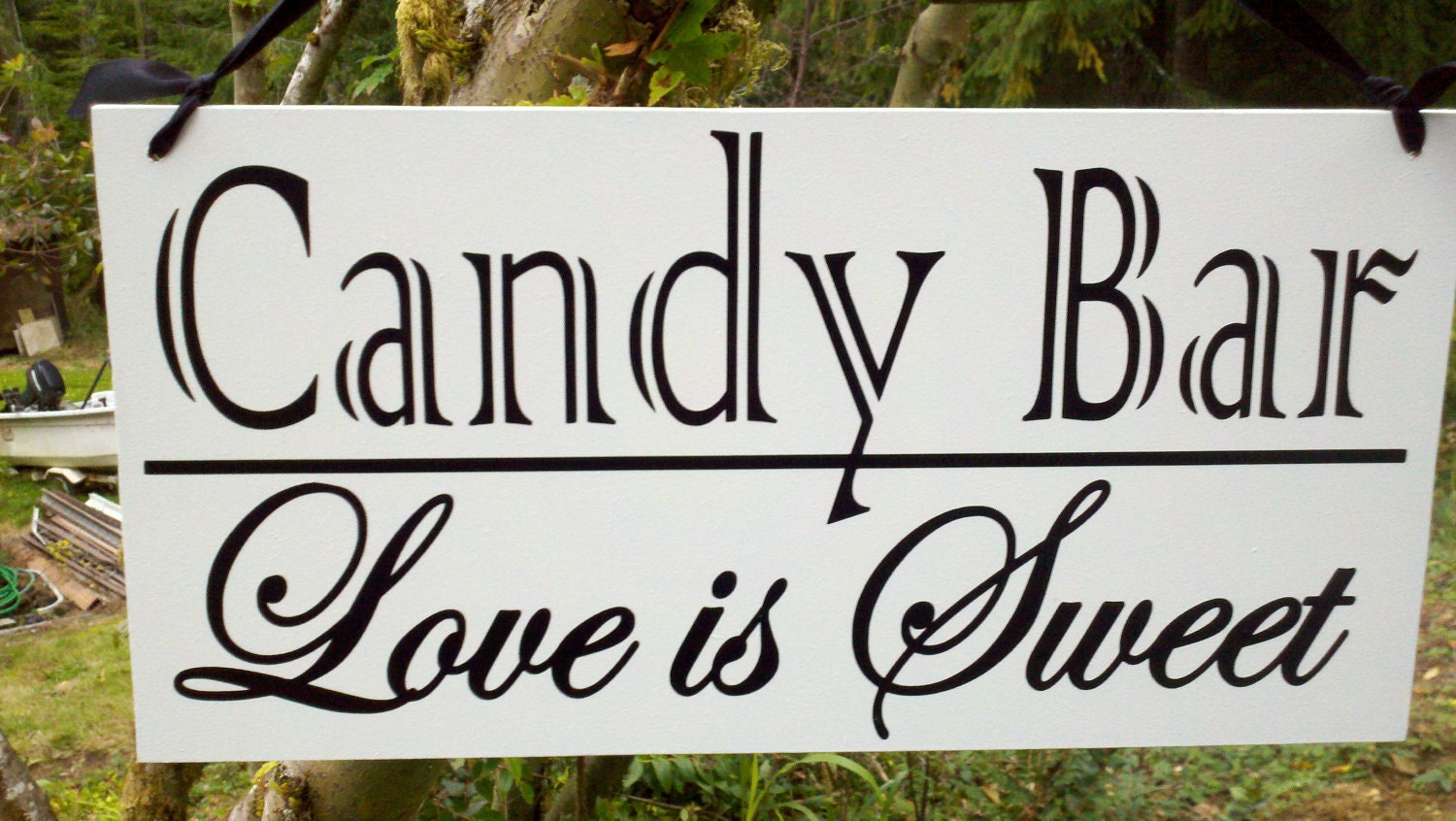Candy Bar Love is Sweet Wood Sign for your Candy Buffet Wedding Table