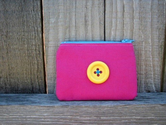 Button Coin Pouch - Pink and Yellow