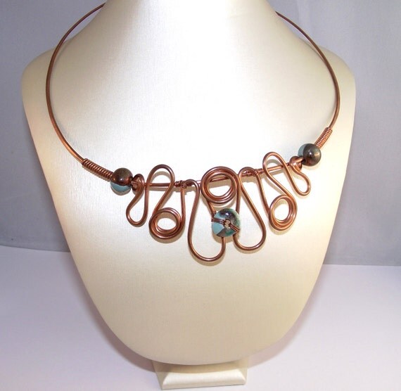 20% SALE-------Copper Greek Style Necklace- Earth Trio
