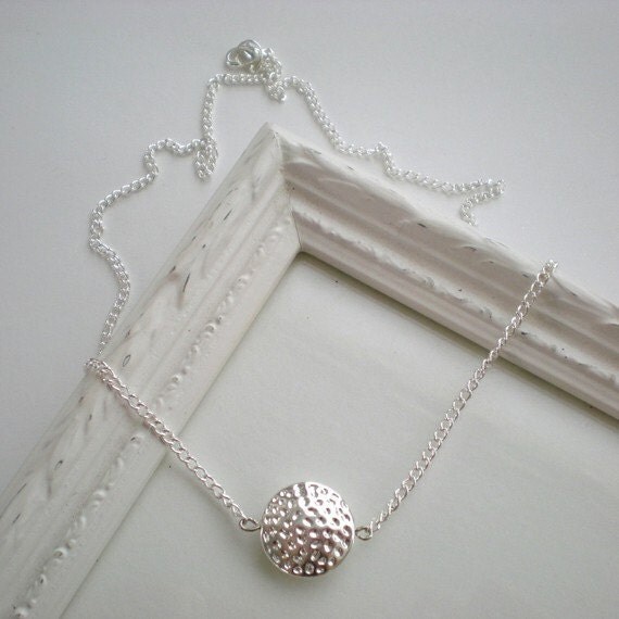 Celebrity Inspired Hammered Silver Disc Bead Necklace