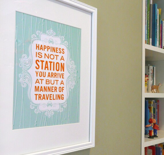 Happy Travels inspirational quote print poster - 8x10