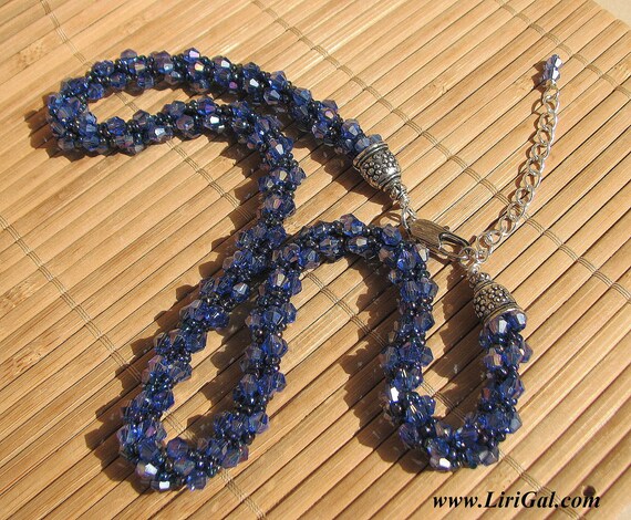 Blue Crystals Beaded Necklace