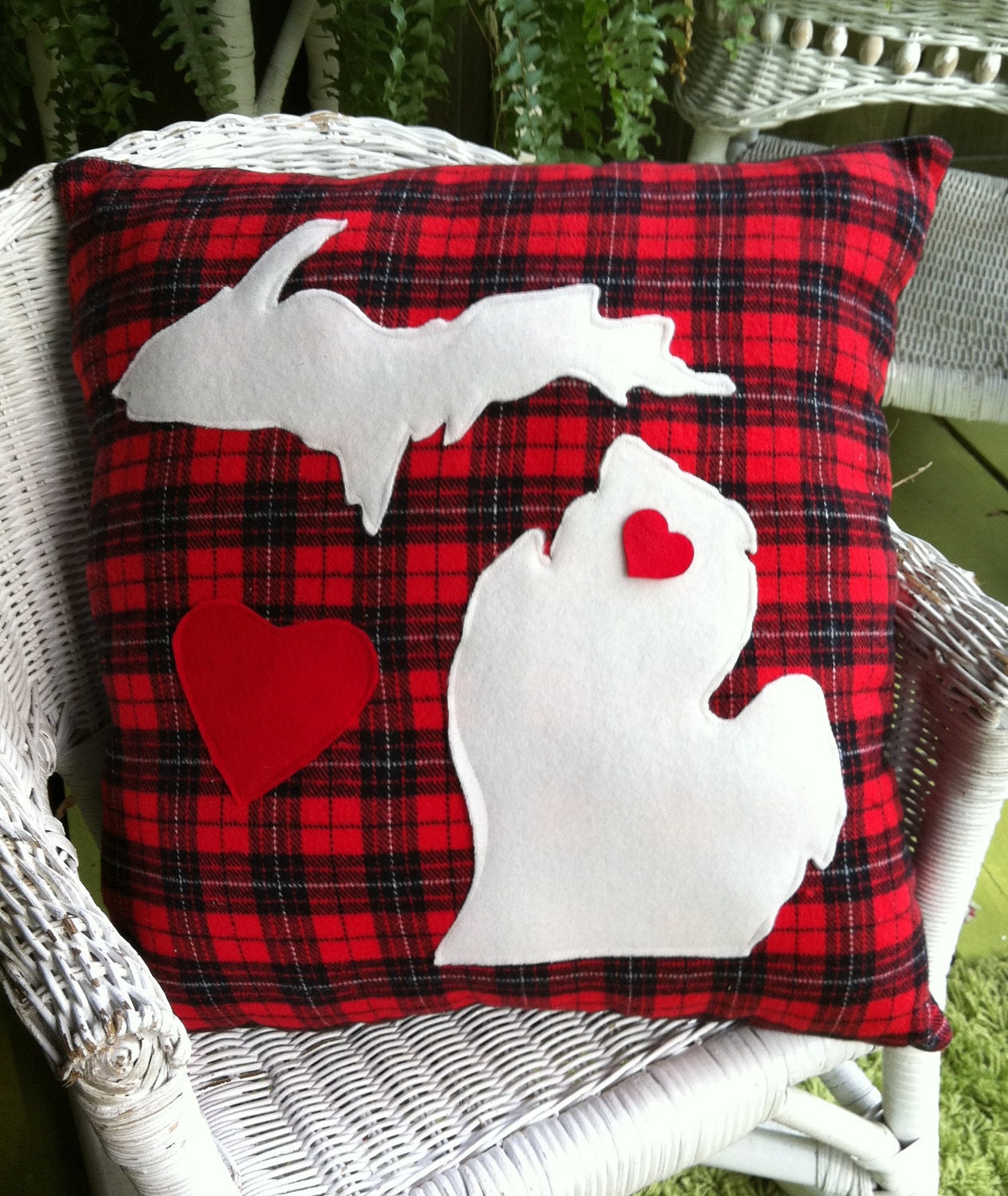 plaid michigan pillow