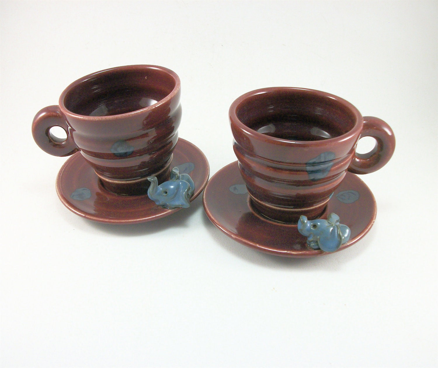 small cups and saucer set for kids or espresso with elephants