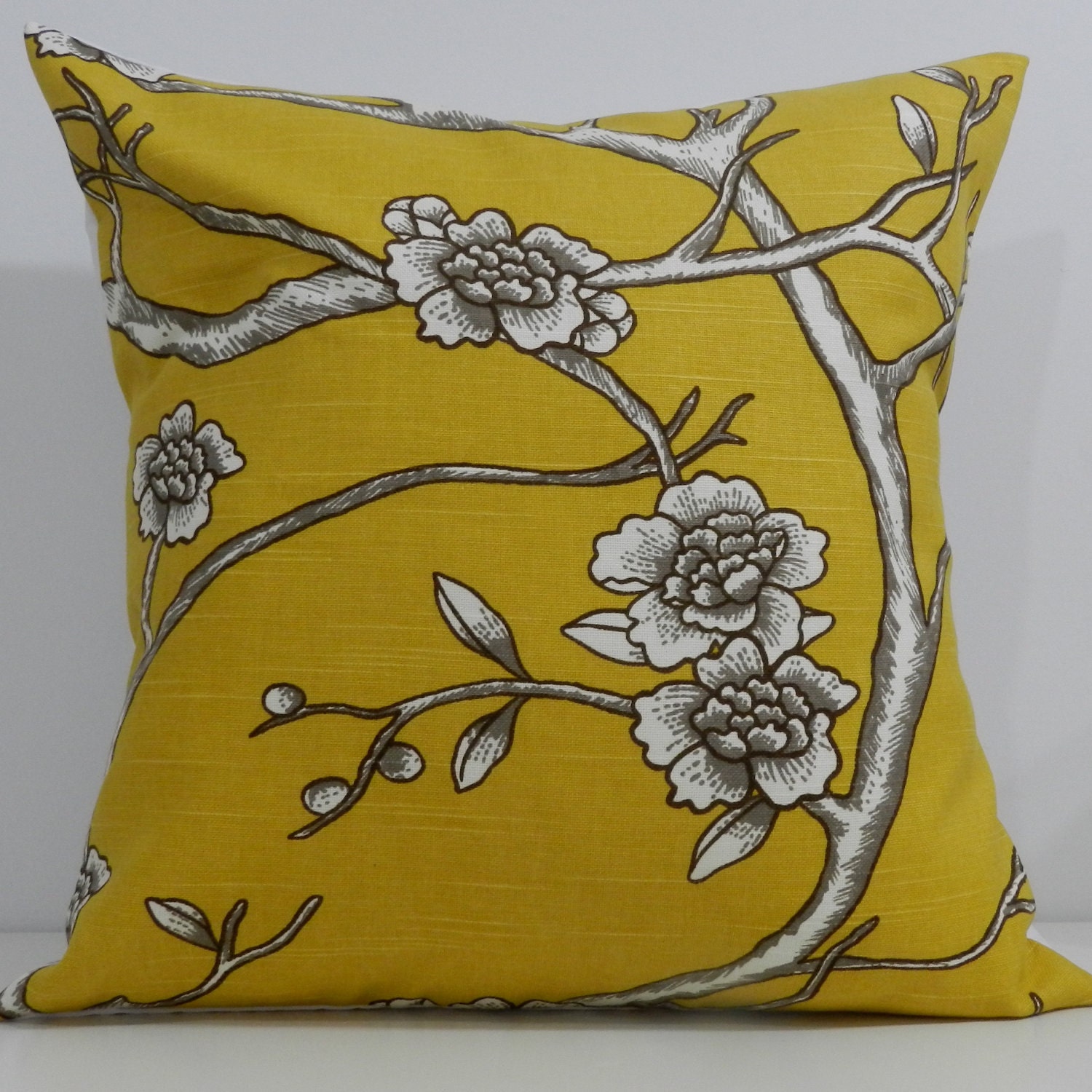 New 18x18 inch Designer Handmade Pillow Case. Dwell Studio. bird - yellow.