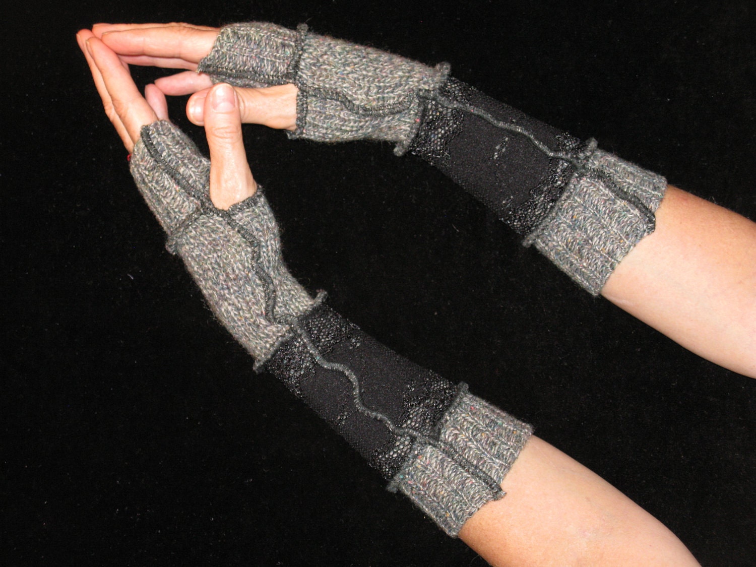 OOAK Eco Recycled Sweater Fingerless Arm Warmers